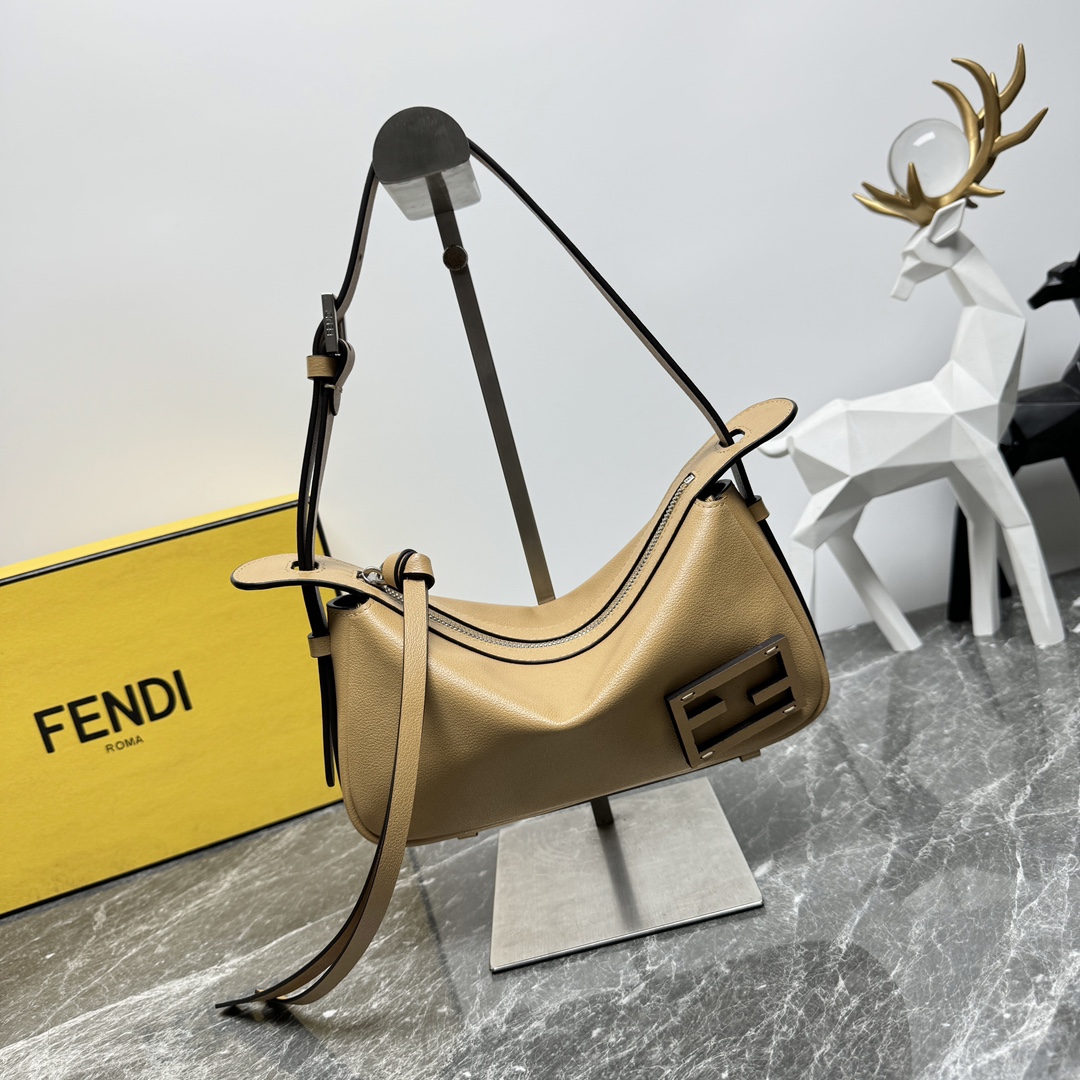 Simply Fendi Mini Light Brown Calfskin Leather Bag